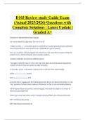 D103 Review study Guide Exam &lpar;Actual 2025&sol;2026&rpar; Questions with Complete Solutions &vert; Latest Update &vert; Graded A&plus;