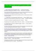 FIN 340 FINAL EXAM QUESTIONS AND ANSWERS