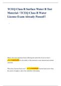 TCEQ Class B Surface Water B Test Material &sol; TCEQ Class B Water License Exam Already Passed&excl;&excl;
