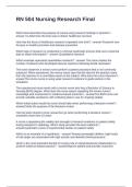 RN 504 Nursing Research Final Questions with Accurate Answers