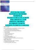 TEST BANK&colon; OLDS&rsquo; MATERNALNEWBORN NURSING & WOMEN&rsquo;S HEALTH ACROSS THE LIFESPAN&comma; 11TH EDITION&comma; MICHELE DAVIDSON&comma; MARCIA LONDON&comma; PATRICIA LADEWIG