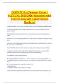 ECON 2110 - Clemson&colon; Exam 1 &lpar;ACTUAL 2025&sol;2026&rpar; Questions with Correct Answers&vert; Latest Update&vert; Grade A&plus;