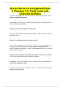 Human Resource Management Exam 1 &lpar;Chapters 1-5&rpar; Study Guide with Complete Solutions