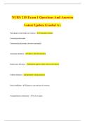 NURS 215 Exam 1 Questions And Answers Latest Update Graded A&plus;