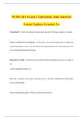 NURS 215 Exam 1 Questions And Answers Latest Update Graded A&plus;