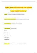 NURS 215 Exam 2 Questions And Answers Latest Update Graded A&plus;