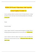 NURS 215 Exam 3 Questions And Answers Latest Update Graded A&plus;
