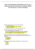 BIOL 2460 NURSING MICROBIOLOGY Exam 2 practice questions and answers complete update The University of Texas at Arlington