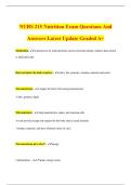 NURS 215 Nutrition Exam Questions And Answers Latest Update Graded A&plus;