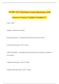 NURS 215 Nutrition Exam Questions And Answers Latest Update Graded A&plus;