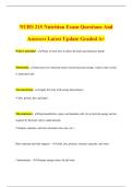 NURS 215 Nutrition Exam Questions And Answers Latest Update Graded A&plus;