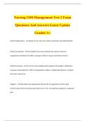 Nursing 3100 Management Test 2 Exam Questions And Answers Latest Update Graded A&plus;