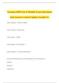 Nursing 3100 Unit 4 Module Exam Questions And Answers Latest Update Graded A&plus; what is hydralazine&quest; - direct vasodilator