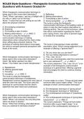 NCLEX Style Questions - Therapeutic Communication Exam Test Questions with Answers Graded A&plus;