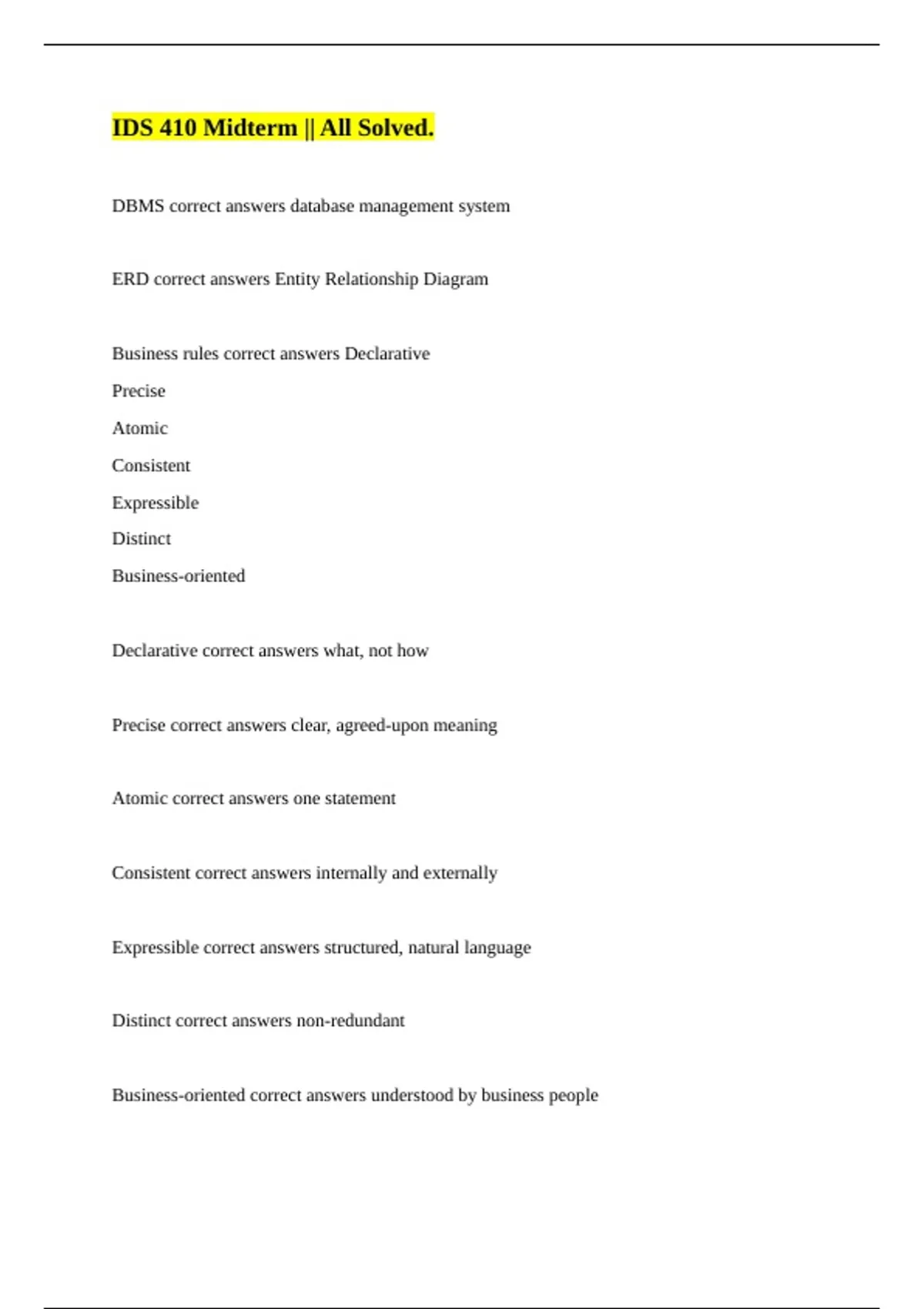 Ids 410 Module Two Reflection IDS 410 Midterm || All Solved. - IDS 410 - Stuvia US