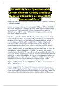 AP WORLD Exam Questions with Correct Answers Already Graded A&plus; Updated 2025&sol;2026 Version&vert;&vert;100&percnt; Guaranteed Pass&excl;&excl;&excl;