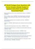 AP World Prologue Exam Questions with Correct Answers Already Graded A&plus; Updated 2025&sol;2026 Version&vert;&vert;100&percnt; Guaranteed Pass&excl;&excl;&excl;