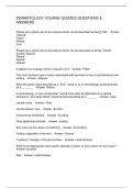 DERMATOLOGY COURSE QUIZZES QUESTIONS & ANSWERS