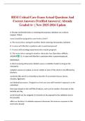 HESI Critical Care Exam Actual Questions And Correct Answers &lpar;Verified Answers&rpar; &vert; Already Graded A&plus; &vert; New 2025-2026 Update