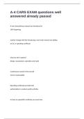 A-4 CARS EXAM questions well answered already passed