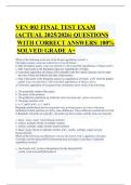 VEN 003 FINAL TEST EXAM &lpar;ACTUAL 2025&sol;2026&rpar; QUESTIONS WITH CORRECT ANSWERS&vert; 100&percnt; SOLVED&vert; GRADE A&plus;
