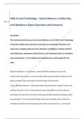 AQA A Level Psychology &ndash; Social Influence&comma; Conformity&comma;   and Obedience &lpar;Exam Questions with Answers&rpar;