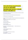 VEN 125 FINAL Exam Practice &lpar;ACTUAL 2025&sol;2026&rpar; Questions and Answers &vert; Already Passed &vert; GRADED A&plus;