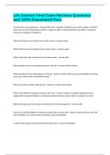 Life Science Final Exam Revision Questions and 100&percnt; Guaranteed Pass