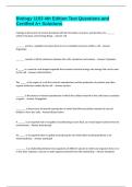 Biology 1103 4th Edition Test Questions and Certified A&plus; Solutions