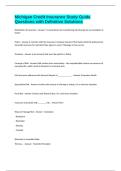 Michigan Credit Insurance Study Guide Questions with Definitive Solutions