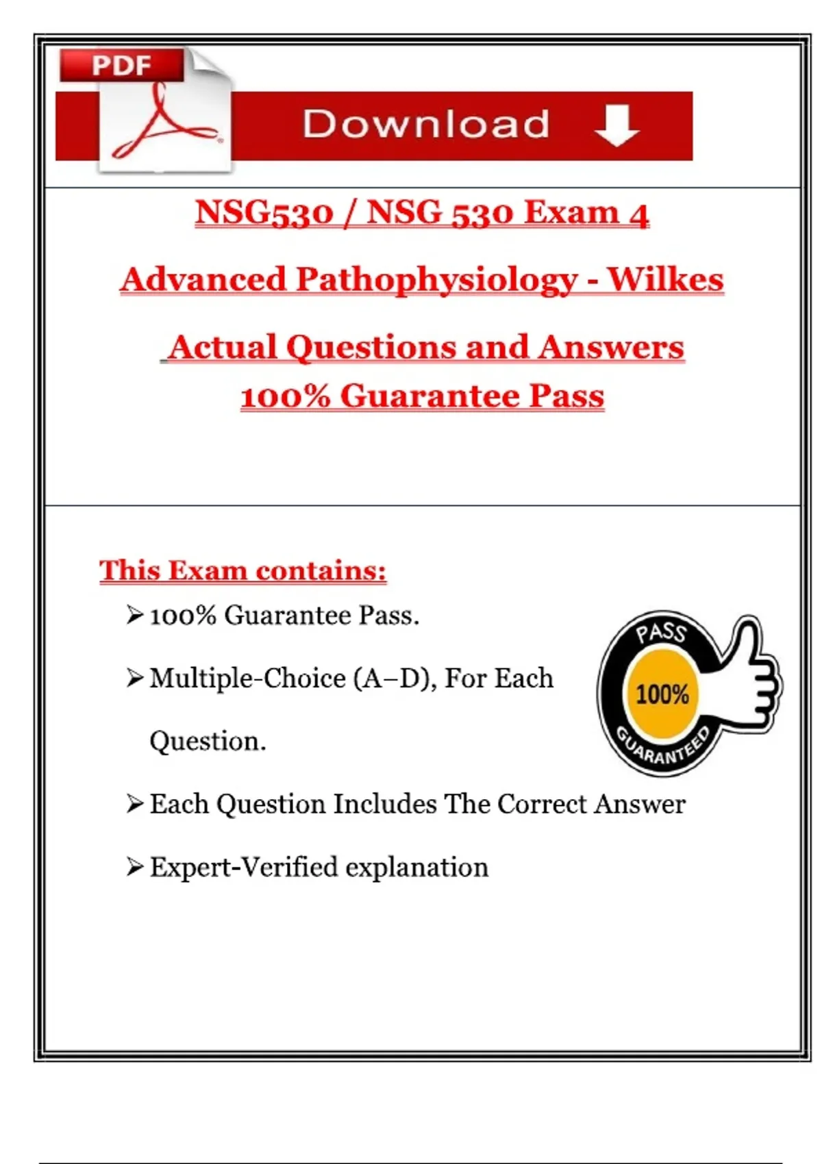 NSG 530 – Advanced Pathophysiology | Wilkes University | 2025 Exam 4 ...