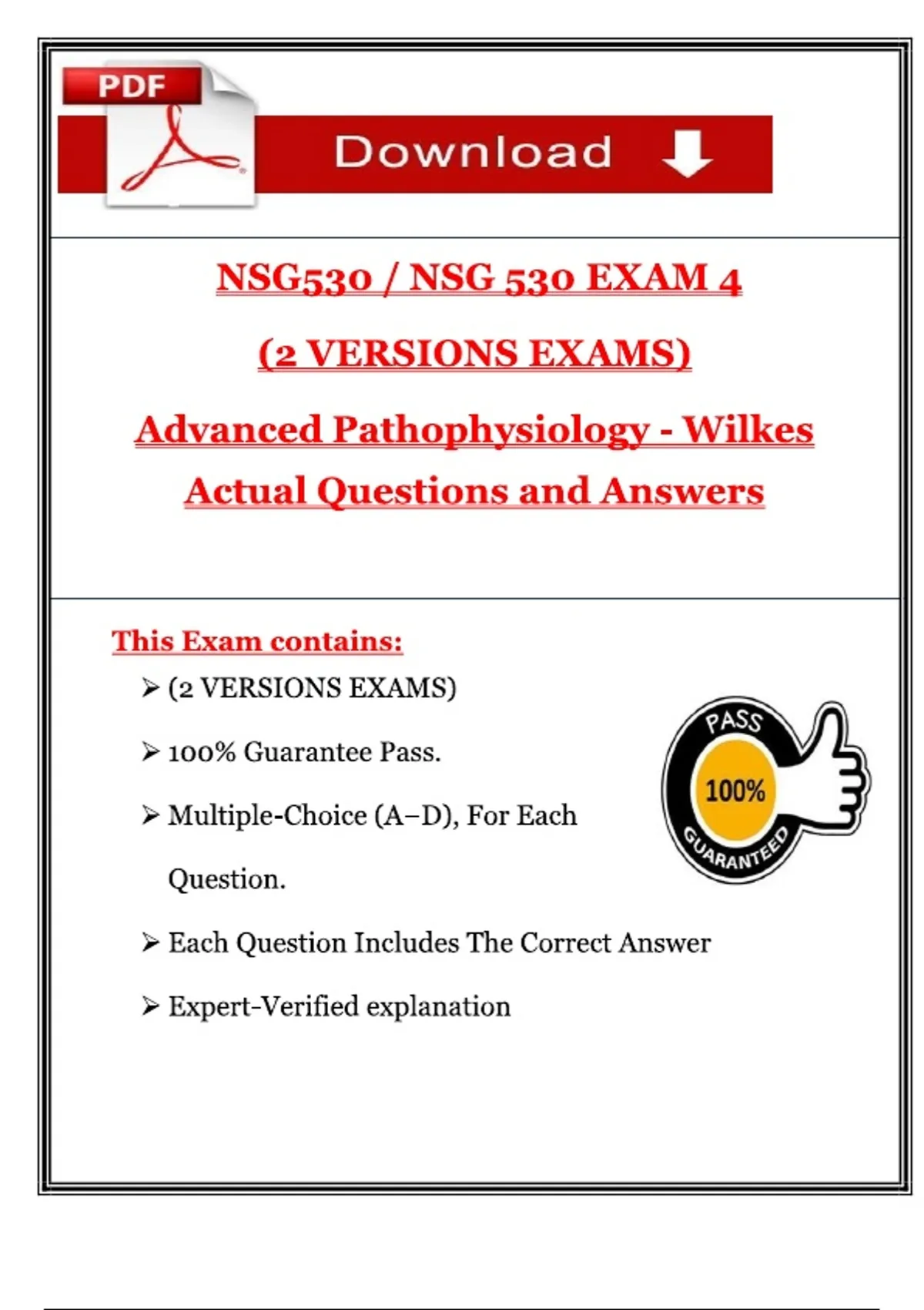 NSG 530 – Advanced Pathophysiology | Wilkes University | 2025 Exam 4 (2 ...