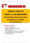 NUR 378 Pharmacology Exam 1&comma; 2&comma; 3 & Final Exam 2025 &ndash; Actual Questions & Answers &vert; Concordia University St&period; Paul