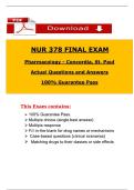 NUR 378 Final Exam 2025 &ndash; Pharmacology Actual Questions & Answers &ndash; Concordia University St&period; Paul