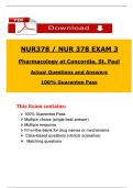 NUR 378 Exam 3 Pharmacology &ndash; 2025 Actual Questions & Answers &ndash; Concordia University St&period; Paul