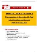 NUR 378 Exam 2 Pharmacology 2025 Actual Questions and Answers &ndash; Concordia University St&period; Paul