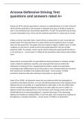 Arizona Defensive Driving Test questions and answers rated A&plus;