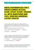 HESI PHARMACOLOGY PROCTORED   HESI PHARMACOLOGY  PROCTORED ACTUAL  EXAM&period; STUDY GUIDE&period; GRADED  A&plus;&period; WITH QUESTIONS AND  100&percnt; VERIFIED ANSWERS&period;  LATEST UPDATE 