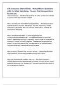 Life Insurance Exam-Illinois &sol; Actual Exam Questions with Certified Solutions &sol; Newest Practice questions for this set