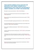 TEXAS MASTER PLUMBING ACTUAL EXAM WITH 200 QUESTIONS & 100&percnt; CORRECT ANSWERS PLUS A COMPREHENSIVE STUDY GUIDE WITH 200 QUESTIONS & CORRECT ANSWERS &lpar;1ST ATTEMPT PASS GUARANTEED&rpar;