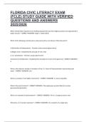 Florida Civic Literacy Exam &lpar;FCLE&rpar; Study Guide &lpar;2025&sol;2026&rpar; &ndash; Verified Questions and Answers