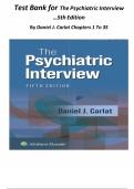 Test Bank for The Psychiatric Interview&comma; 5th Edition by Daniel J&period; Carlat  Chapters 1&ndash;35
