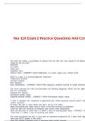 Nur 110 Exam 2 Practice Questions And Correct Answers