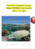 TEST BANK For Fundamentals of Corporate Finance&comma; 13th Edition by Ross&comma; Westerfield&comma; Chapters 1 - 27&comma; Complete