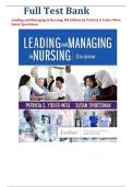 TEST BANK For Leading and Managing in Nursing&comma; 8th Edition by Patricia S&period; Yoder-Wise&comma; Susan Sportsman&vert; Verified Chapter's 1 - 30 &vert; Complete
