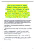 AAPD Remembered EXAM QUESTIONS AND CORRECT SOLUTIONS&vert; ACCURATE REAL EXAM WITH FREQUENTLY TESTED QUESTIONS &vert;ALREADY A&plus; GRADED&vert;100&percnt; GUARANTEED PASS&vert;&vert;LATEST UPDATE 2025&excl;&excl;