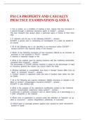 PSI CA PROPERTY AND CASUALTY PRACTICE EXAMINATION Q AND A