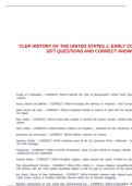 CLEP HISTORY OF THE UNITED STATES 1&colon; EARLY COLONIZATION TO 1877 QUESTIONS AND CORRECT ANSWERS