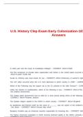 U&period;S&period; History Clep Exam Early Colonization-1877 With Correct Answers