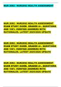 NUR 2092 &sol; NUR2092 HEALTH ASSESSMENT  EXAM STUDY GUIDE&period; GRADED A&plus;&period; QUESTIONS  AND 100&percnt; VERIFIED ANSWERS WITH  RATIONALES&period; LATEST 2025&sol;2026 UPDATE        NUR 2092 &sol; NUR2092 HEALTH ASSESSMENT  EXAM STUDY GUIDE&period; GRADED A&plus;&period; QUESTIONS  AND 100&percnt; VERIFIED ANSWER